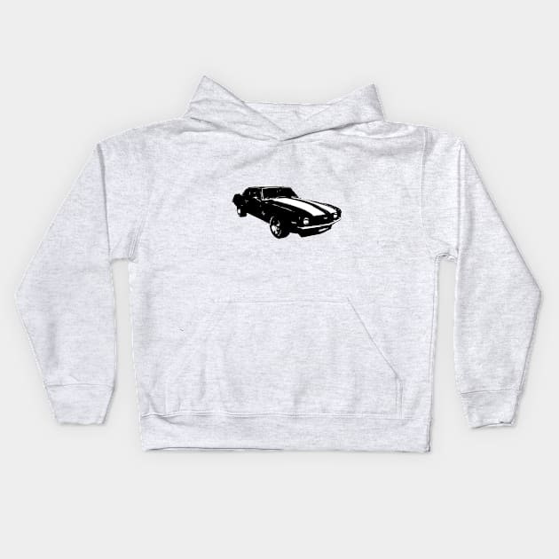 1969 Camaro SS B&W Kids Hoodie by GrizzlyVisionStudio